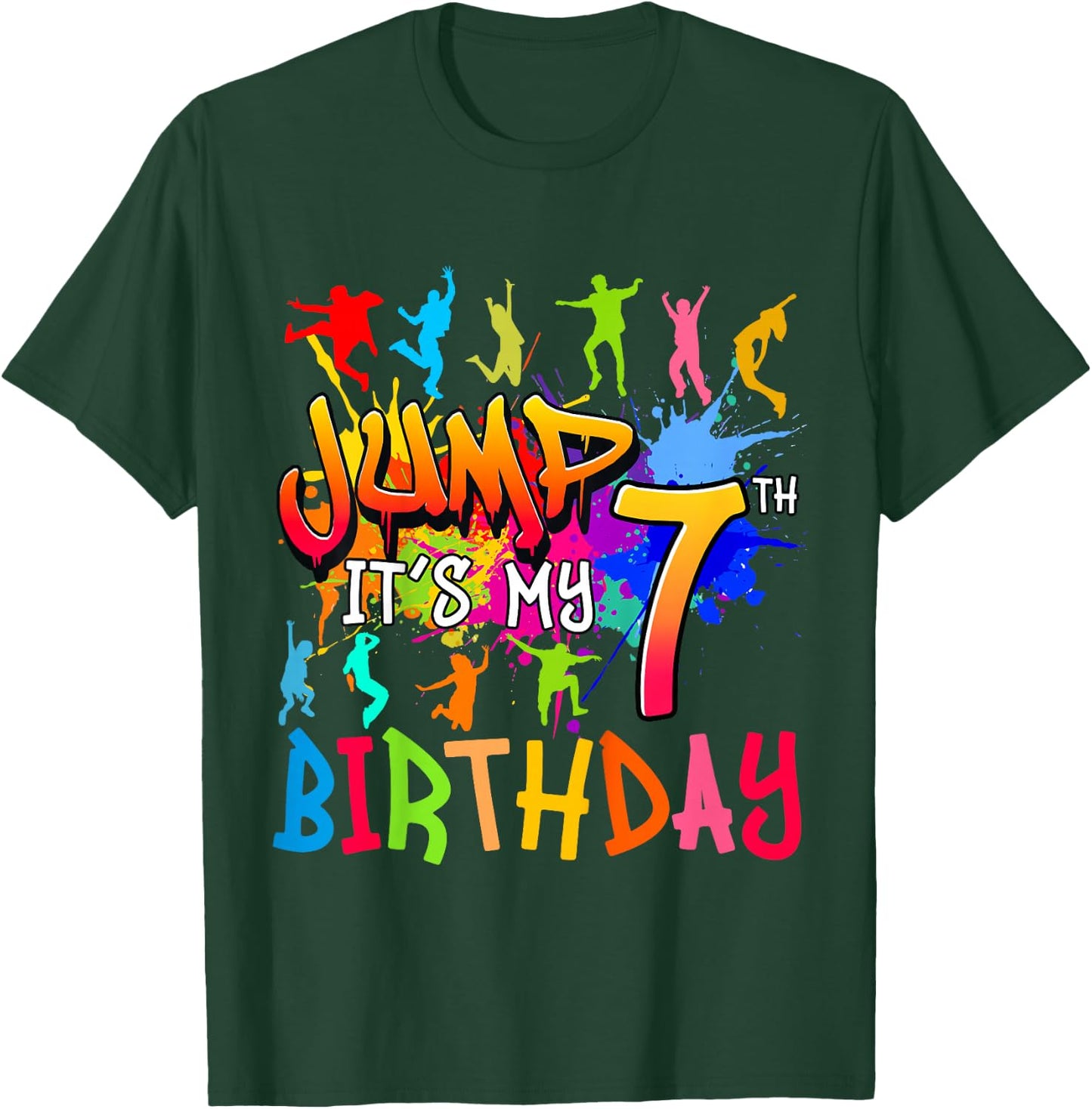 Let's Jump It's My 7th Birthday Trampoline Bday Matching T-Shirt - T-Shirt | Forest