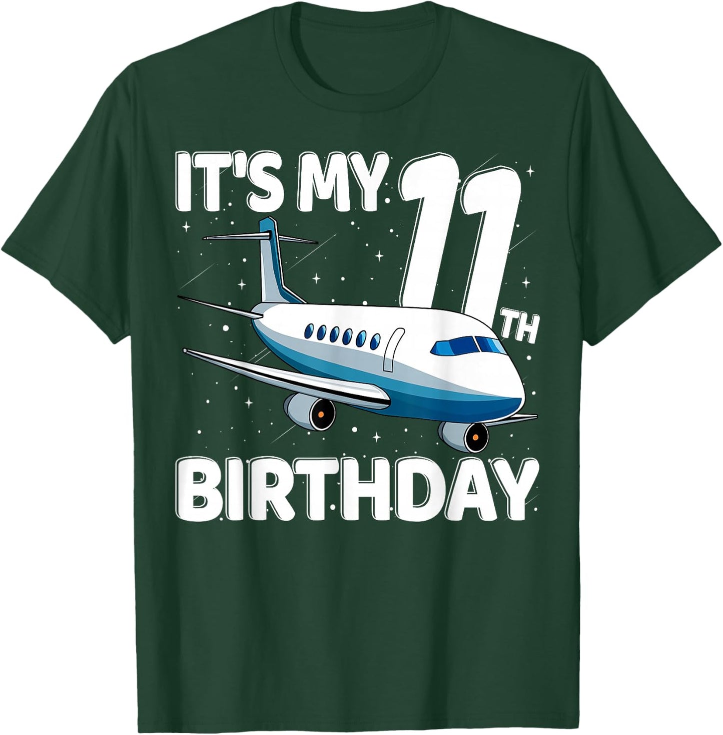 It's My 11th Birthday Airplane 11 year old Birthday Boy Girl T-Shirt - T-Shirt | Forest