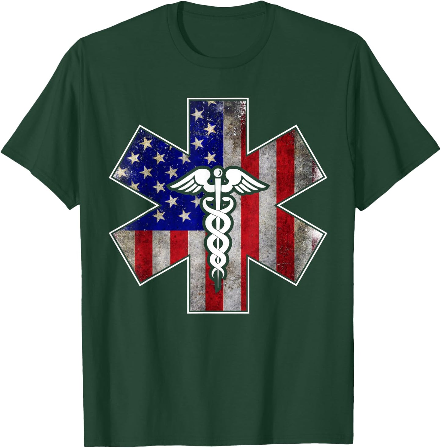 4th of July Paramedic EMS EMT USA American Flag T-Shirt - T-Shirt | Forest