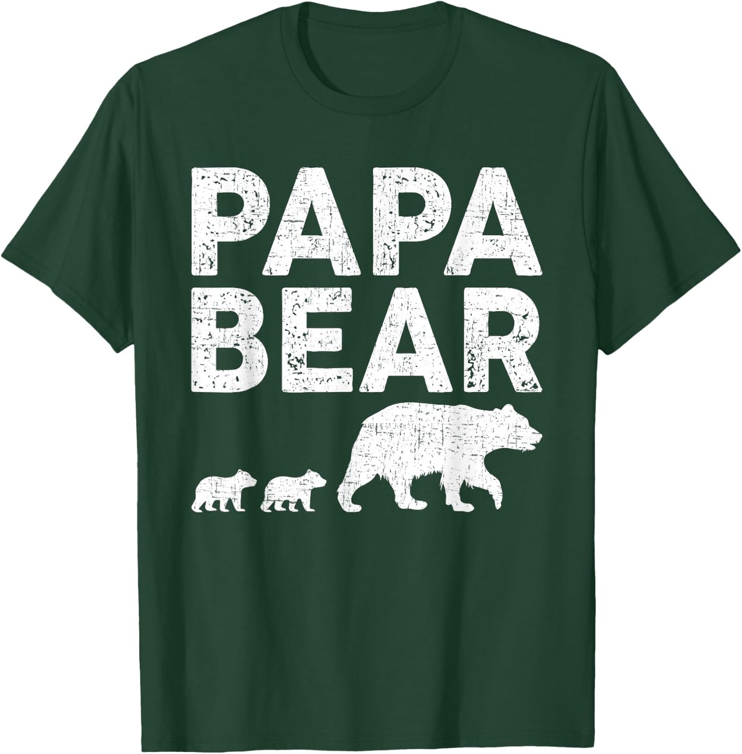 Papa Bear Two Cubs Daddy Bear Twin Papa 2 Kids T-Shirt - T-Shirt | Forest