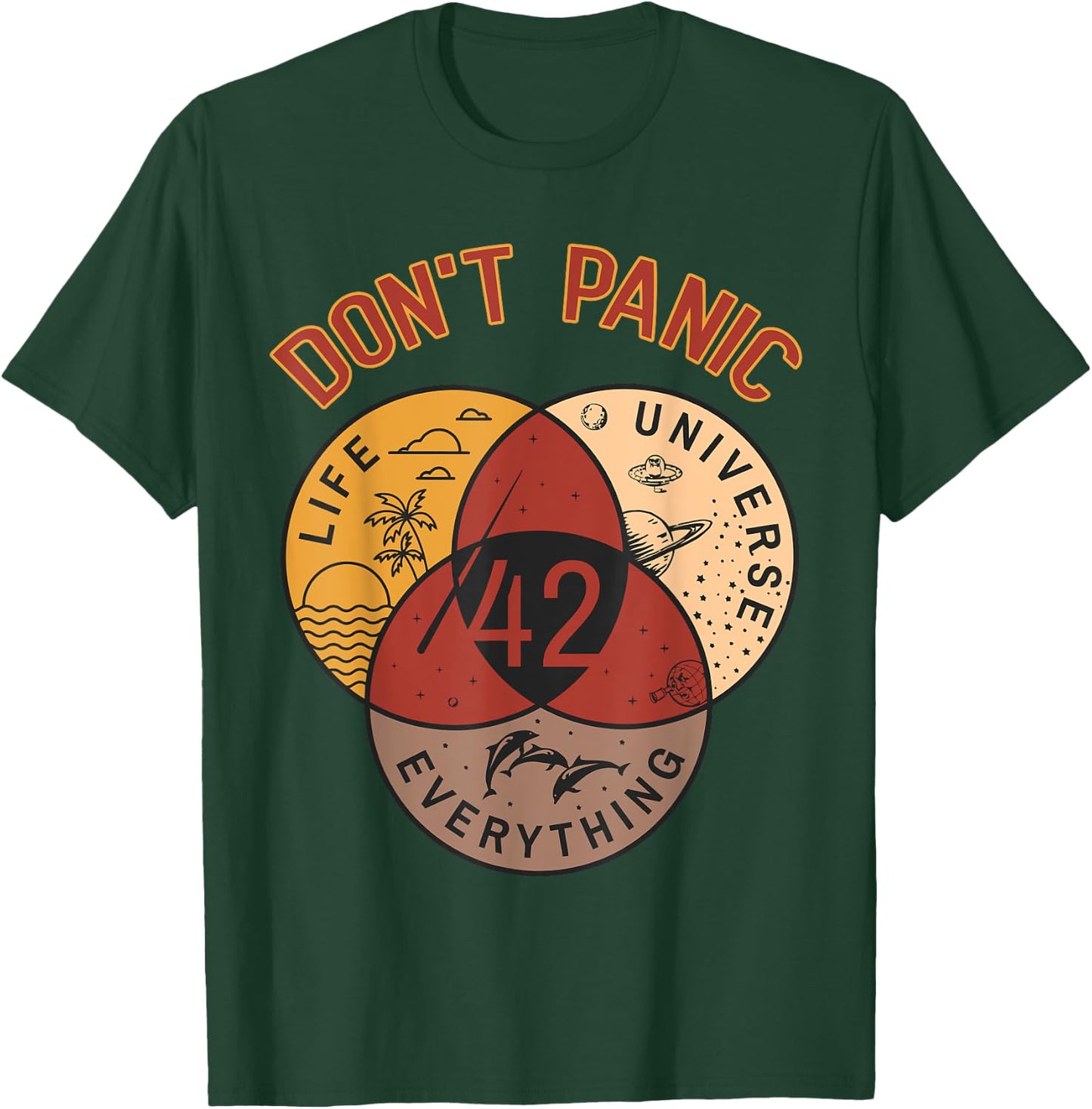 42 Answer to Life The Universe And Everything Don't Panic T-Shirt - T-Shirt | Forest