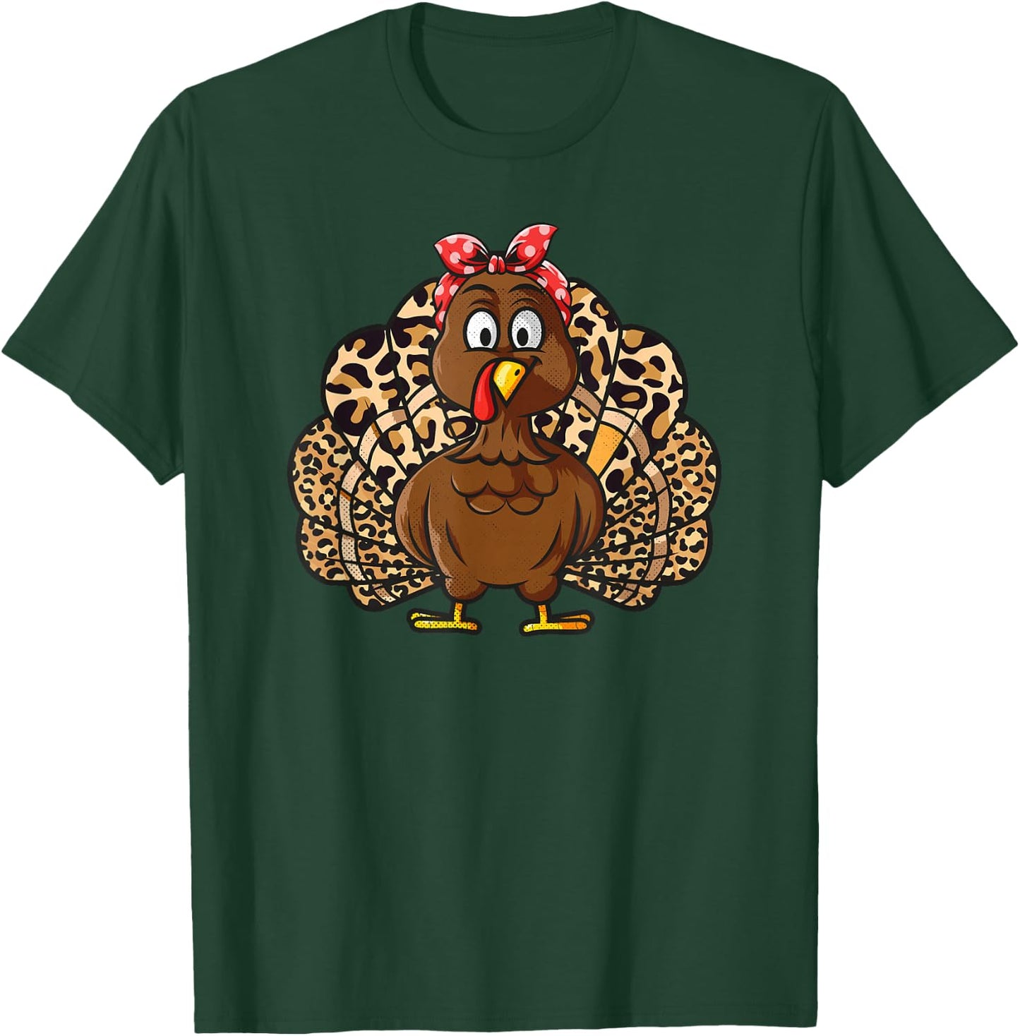 Thanksgiving Leopard Turkey Women Girl Autumn Fall season T-Shirt - T-Shirt | Forest