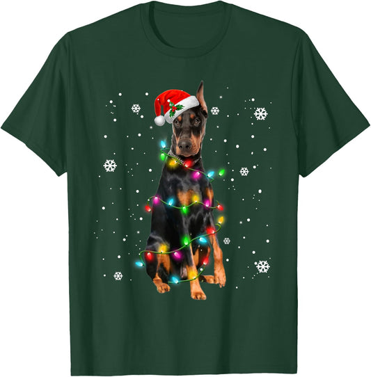 Doberman Pinscher Dogs Tree Christmas Sweater Xmas Pet Dog T-Shirt - T-Shirt | Forest