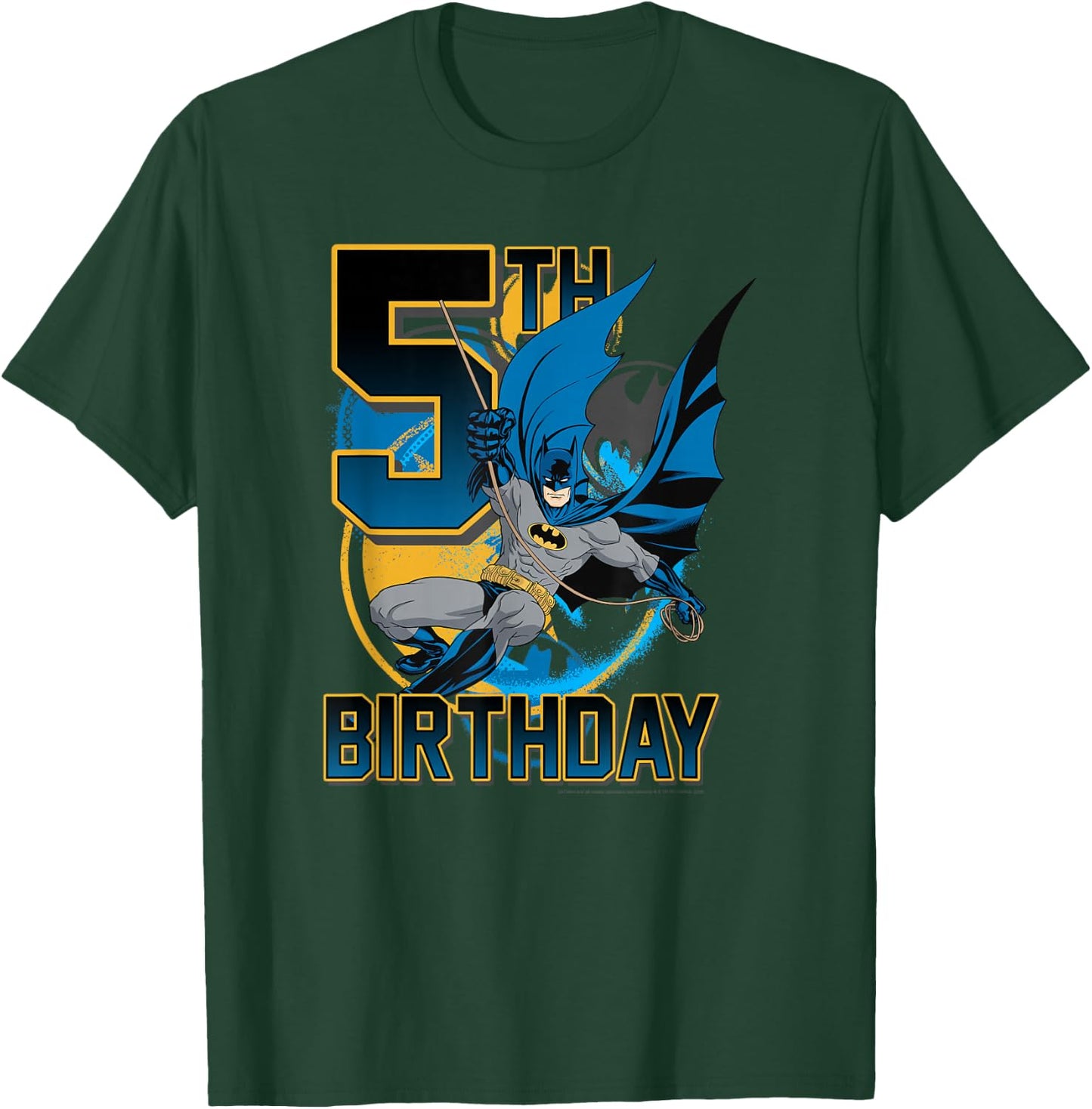 DC Comics Batman 5th Birthday Bat Swing Action Poster T-Shirt - T-Shirt | Forest