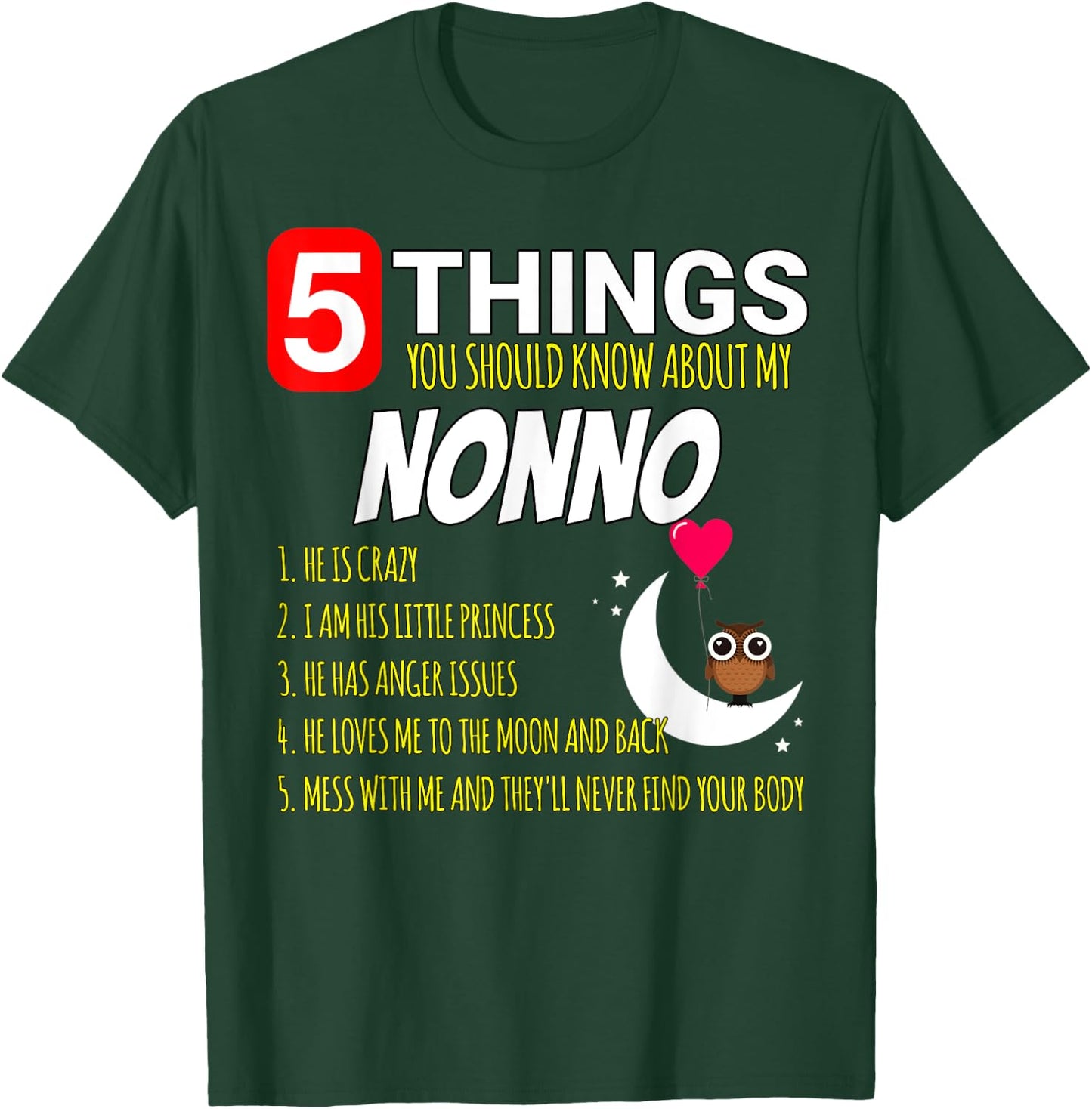 Nonno Proud funny 5 Things you should know about my Grandpa T-Shirt - T-Shirt | Forest