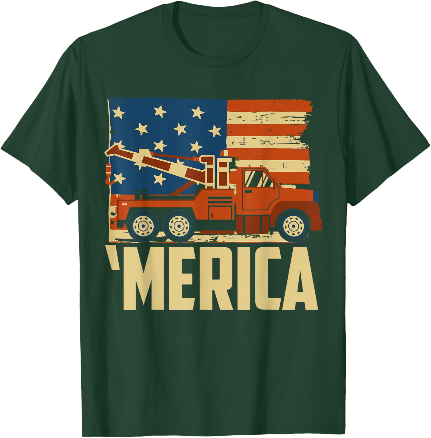 Tow Truck Driver American flag 'Merica T-Shirt - T-Shirt | Forest