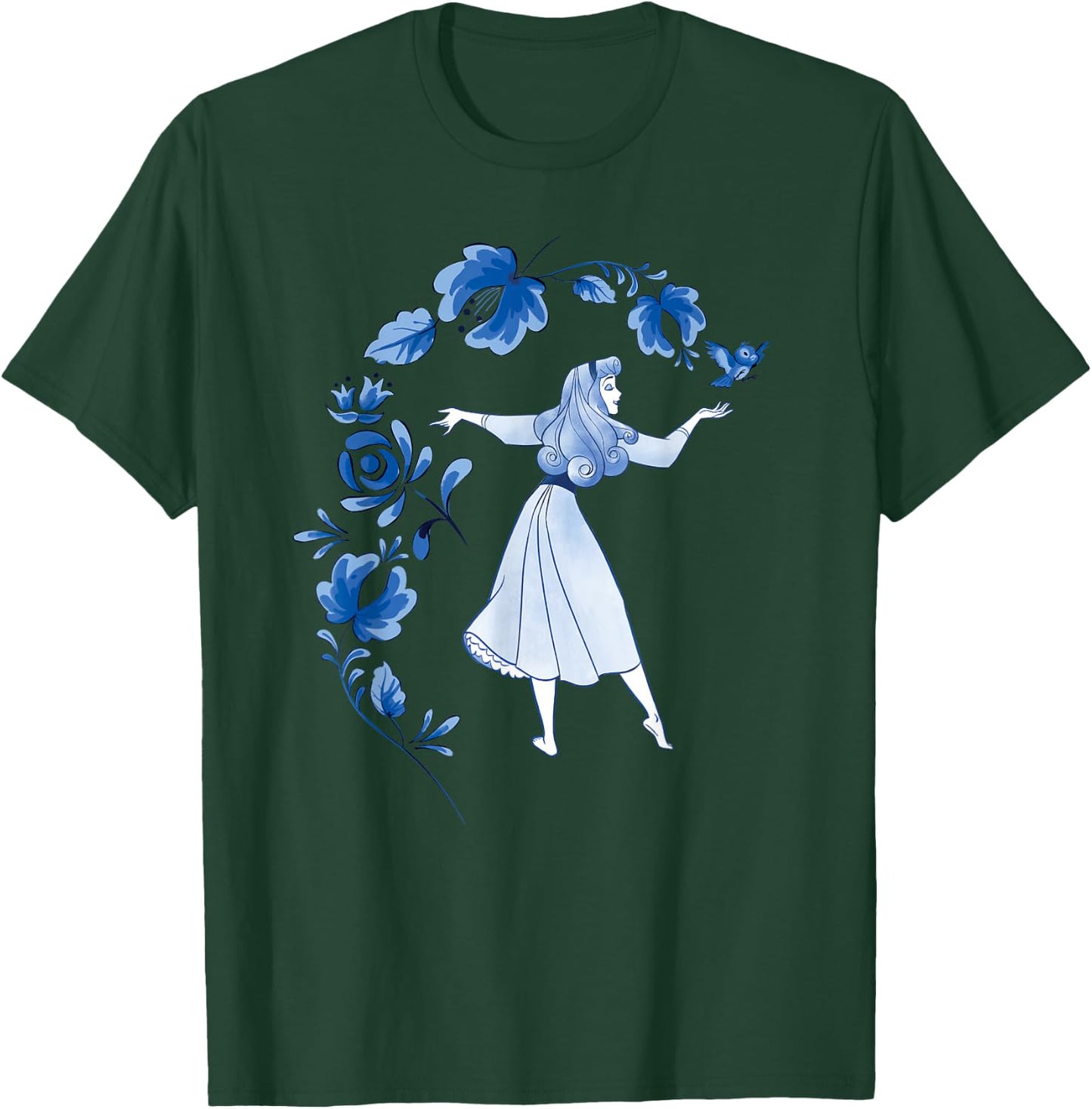 Disney Sleeping Beauty Princess Aurora Blue Flowers T-Shirt - T-Shirt | Forest