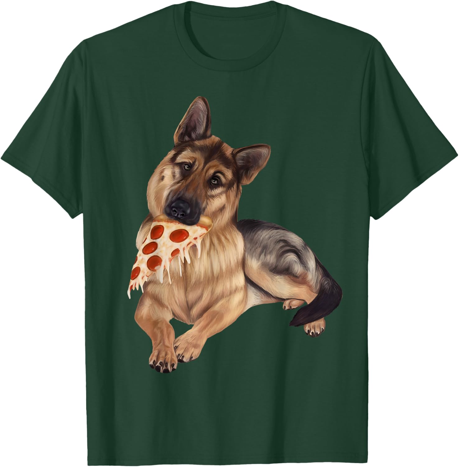 German Shepherd eating pizza - dog with a pizza slice shirt T-Shirt - T-Shirt | Forest