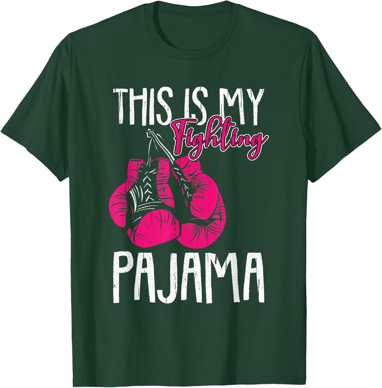 My Fighting Pajama Breast Cancer Awareness Ribbon Warrior T-Shirt - T-Shirt | Forest