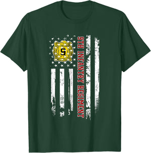 9th Infantry Regiment Veteran USA Flag Veterans Day Xmas T-Shirt - T-Shirt | Forest