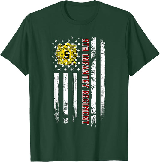 9th Infantry Regiment Veteran USA Flag Veterans Day Xmas T-Shirt - T-Shirt | Forest