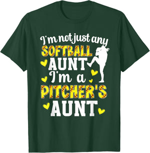 I'm A Softball Pitcher Aunt of A Softball Pitcher Auntie T-Shirt - T-Shirt | Forest