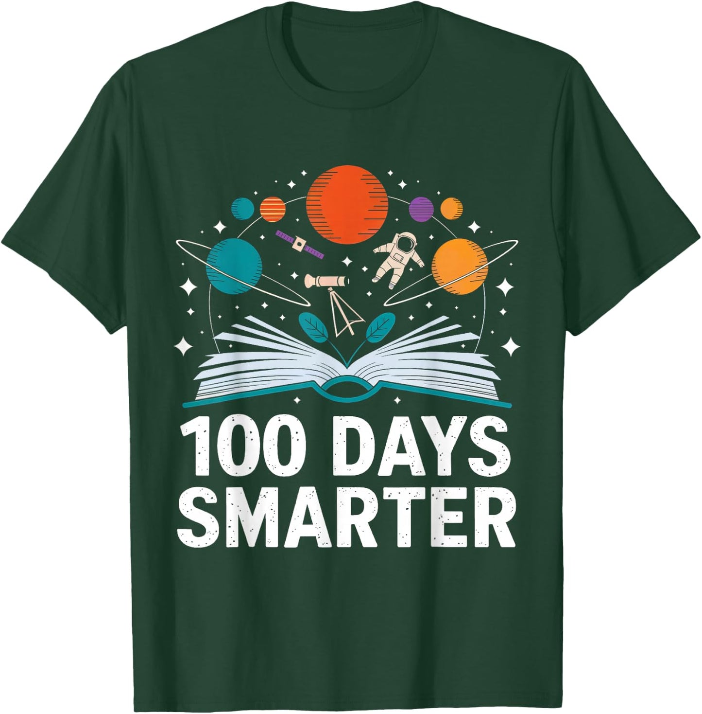 100 Days Smarter Astronaut Space 100th Day of School Kid Boy T-Shirt - T-Shirt | Forest