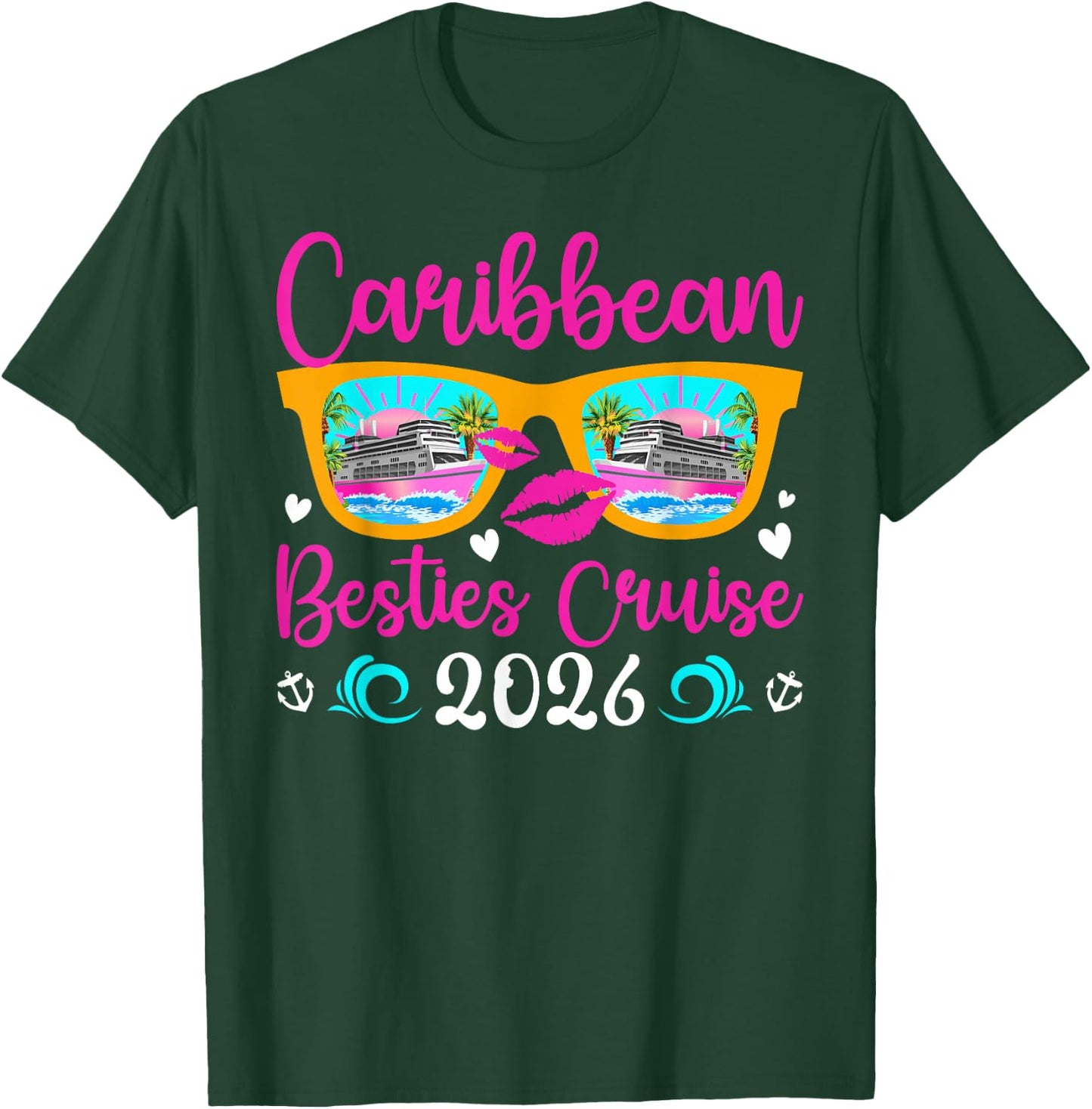 Caribbean Besties Cruise 2026 Best Friend Cruising Caribbean T-Shirt - T-Shirt | Forest