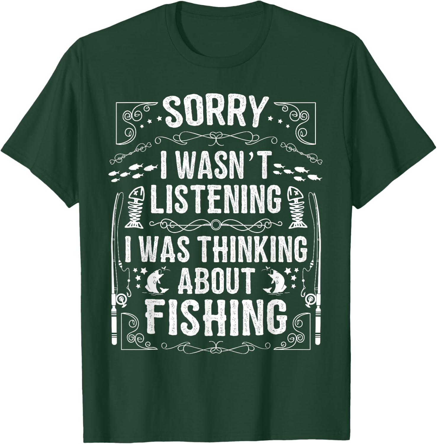 Funny Fishing Shirts I was Thinking about Fishing T-Shirt - T-Shirt | Forest