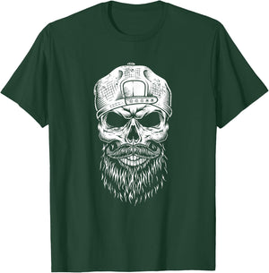 Grungy Hipster Bearded Skull - Beard Lover - Hipster Gift T-Shirt - T-Shirt | Forest