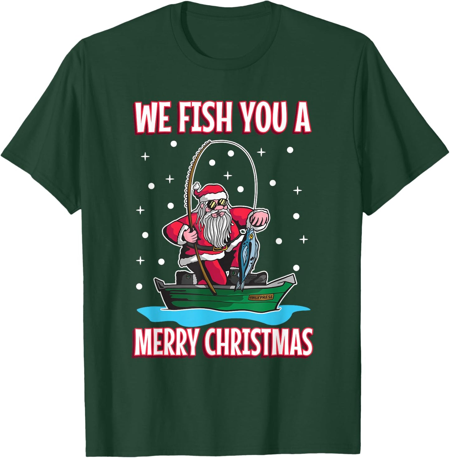 Christmas costume fisherman fishing funny cool Santa Claus T-Shirt - T-Shirt | Forest