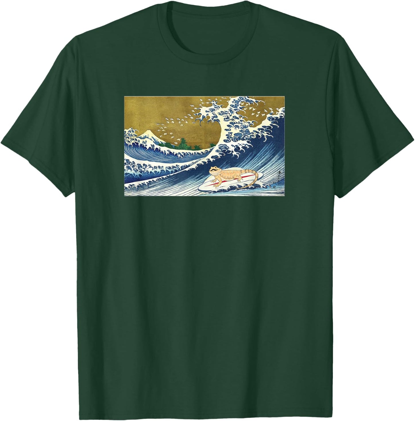 Tiny Dinosaur Retro Vintage Surfing Bearded Dragon Lover T-Shirt - T-Shirt | Forest