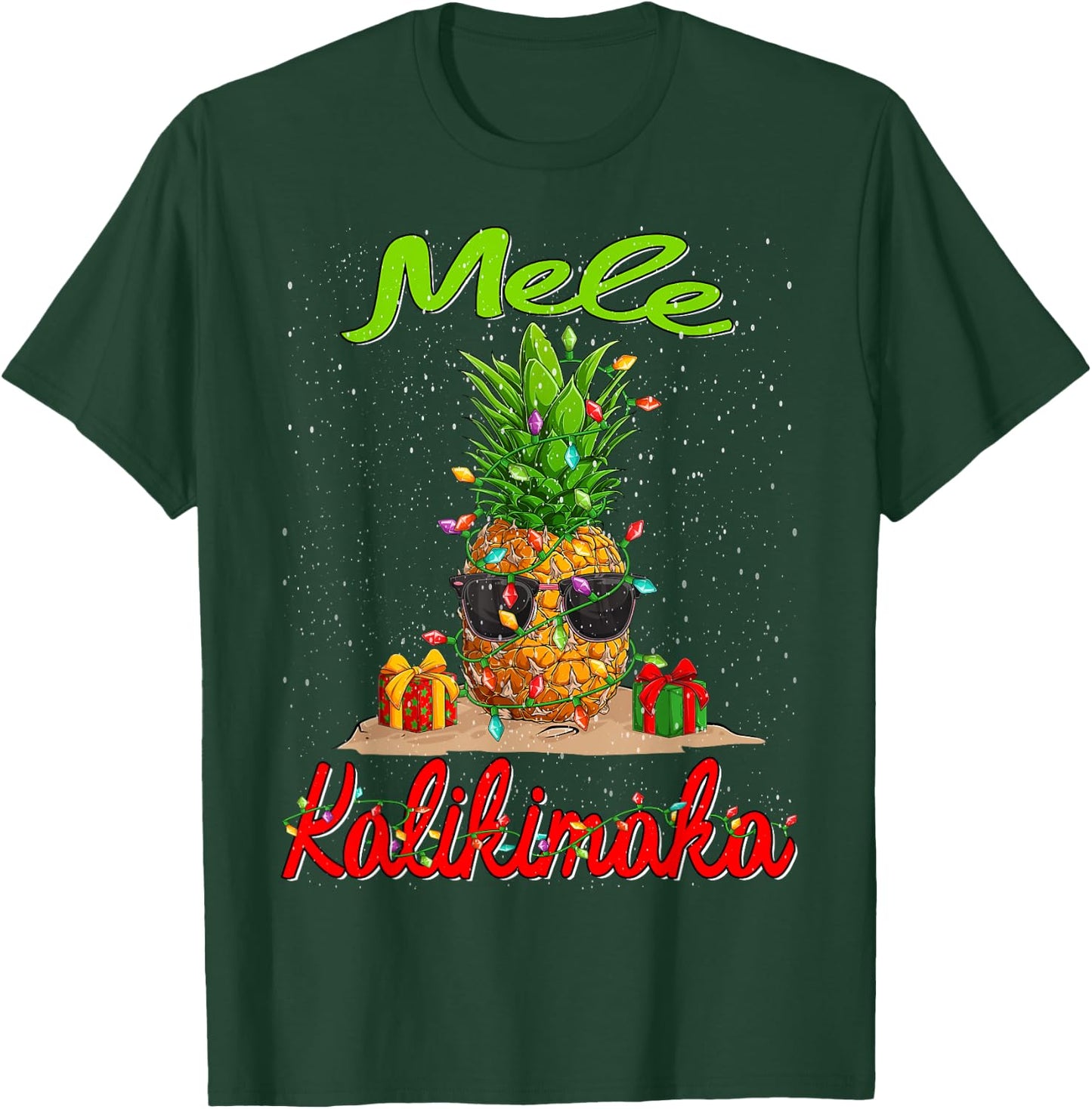 Mele Kalikimaka Christmas Pineapple Shaka Hawaii T-Shirt - T-Shirt | Forest