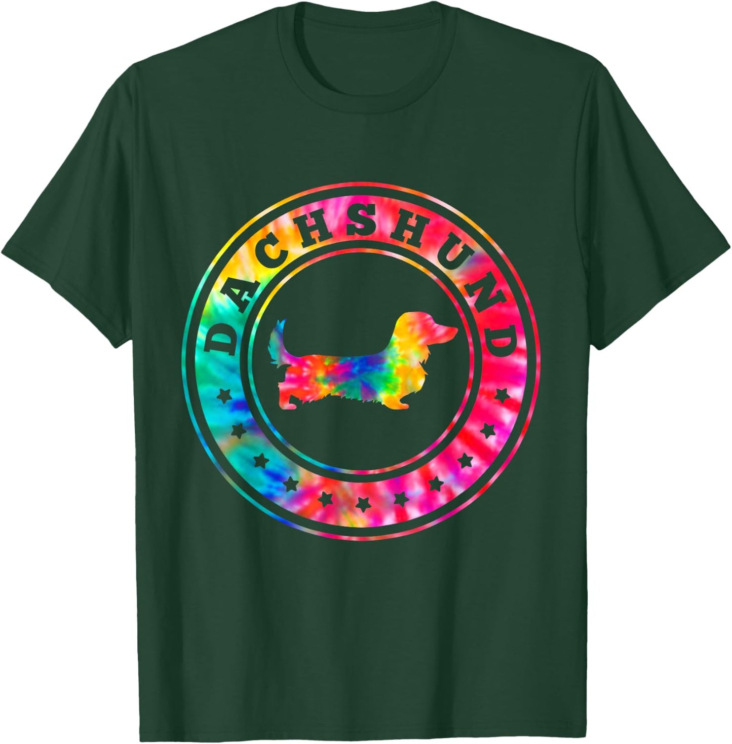 Tie Dye Long Hair Dachshund Dog Mom Dad Pet Lover T-Shirt - T-Shirt | Forest