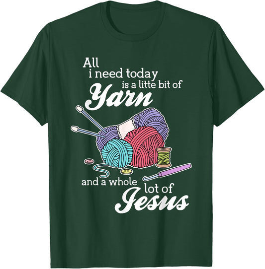 Jesus And Yarn Crocheting Knitting Shirts Gifts T-Shirt - T-Shirt | Forest