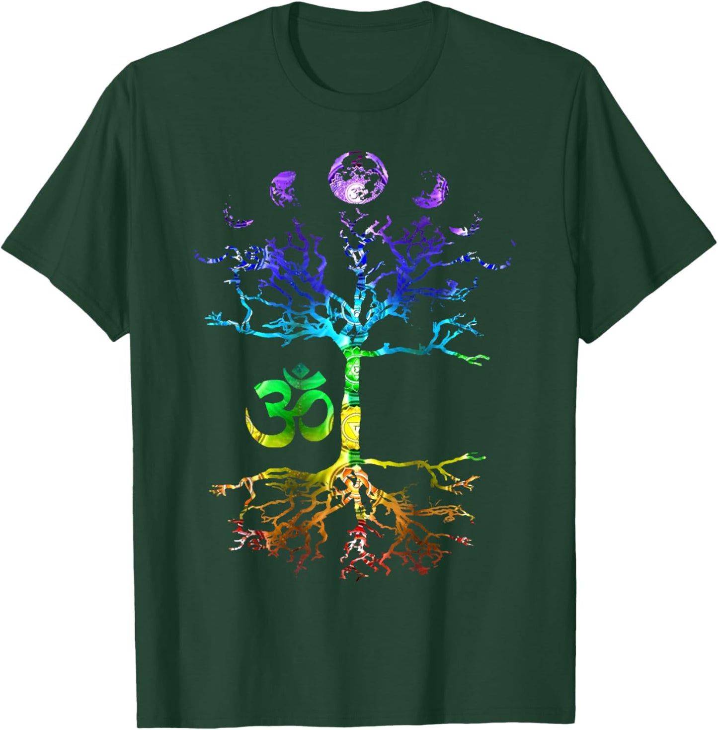 Phases of the Moon Tree of Life Om Chakra Gift T-Shirt - T-Shirt | Forest
