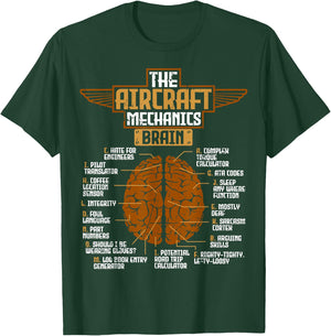 Aircraft Mechanics Brain Aviation T-Shirt - T-Shirt | Forest