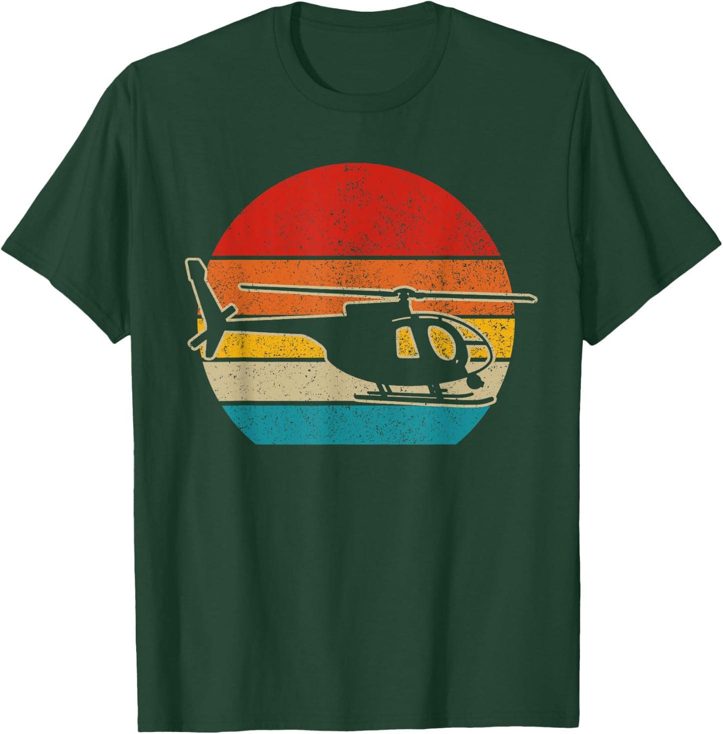 Vintage Helicopter Pilot Retro Aviation T-Shirt - T-Shirt | Forest