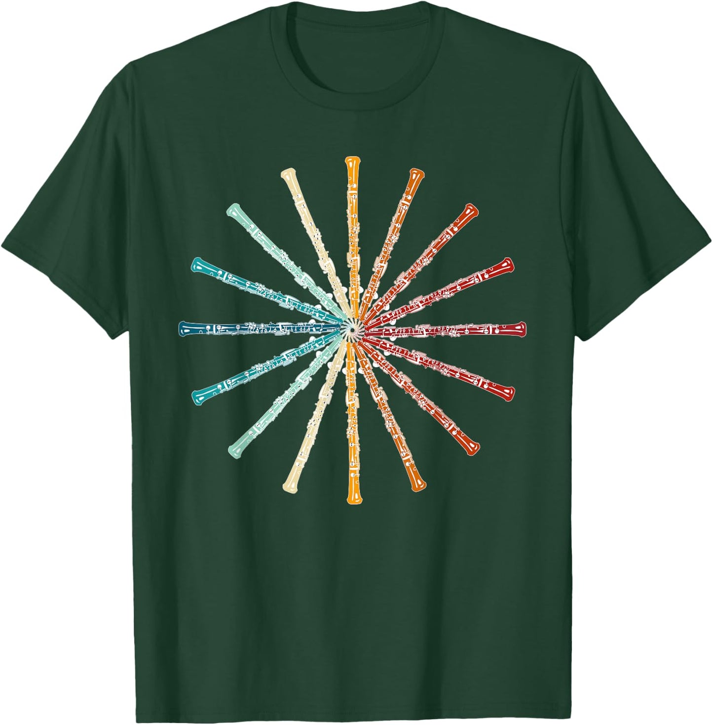Irreverent Funny Oboe Retro Rainbow - Oboe Player Orchestra Band -Adults T-Shirt - T-Shirt | Forest