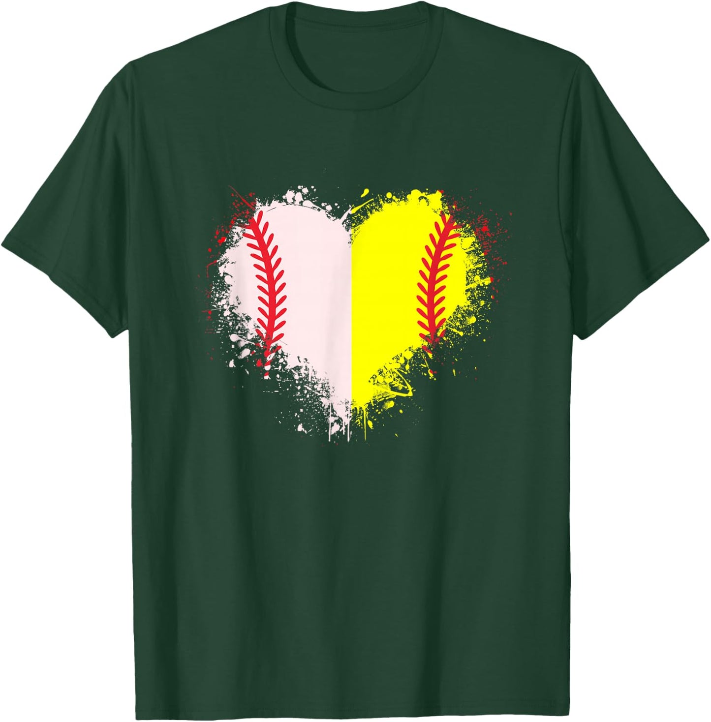 Cute Outlined Baseball Softball Heart Love T-Shirt - T-Shirt | Forest
