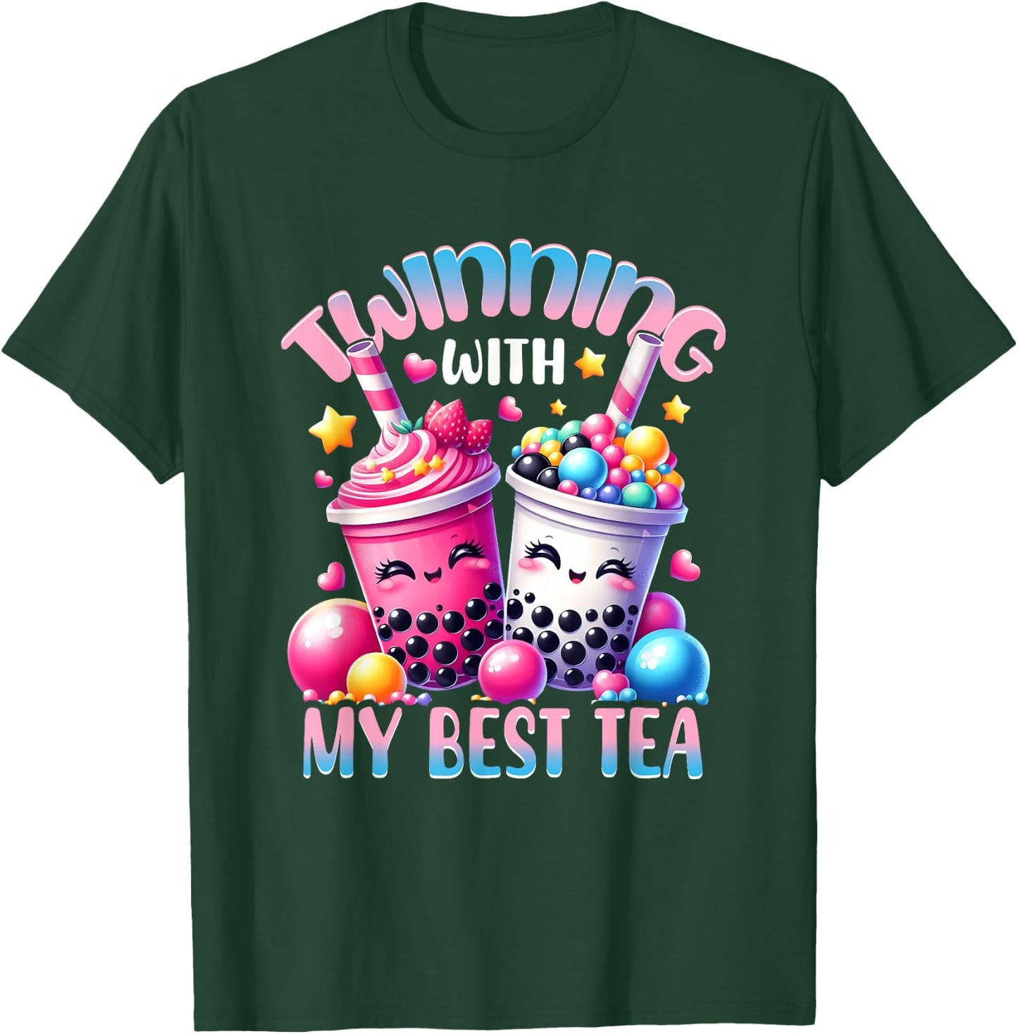 Partnership with My Best Tea Bubble Tea Boba Bestie Friendship T-Shirt - T-Shirt | Forest