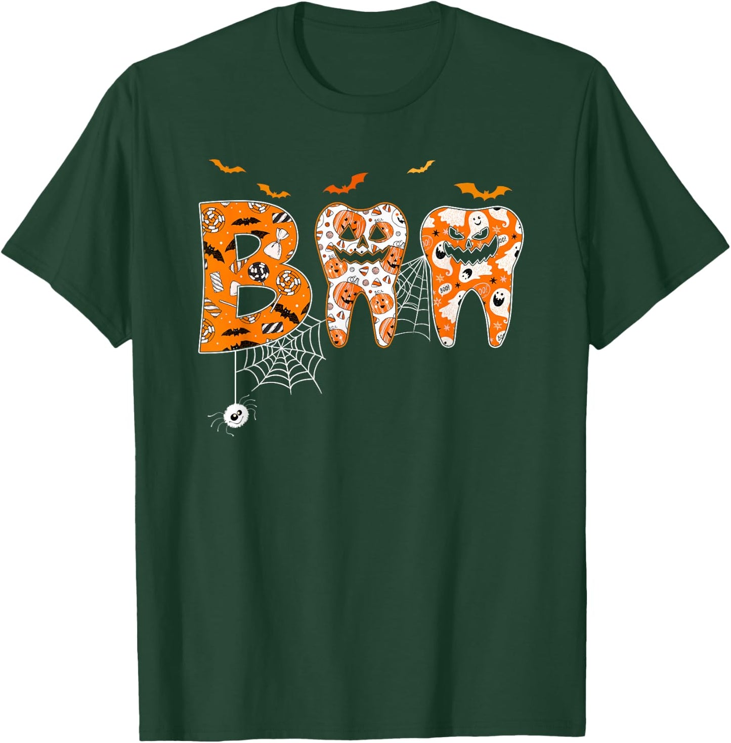 Boo Teeth Pumpkin Dentist Dental Hygienist Halloween Costume T-Shirt - T-Shirt | Forest