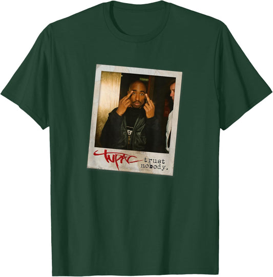 TUPAC SHAKUR Trust Nobody Photo , -Adult, Black, Small, Short Sleeve, Cotton 50% Polyester 50% T-Shirt - T-Shirt | Forest