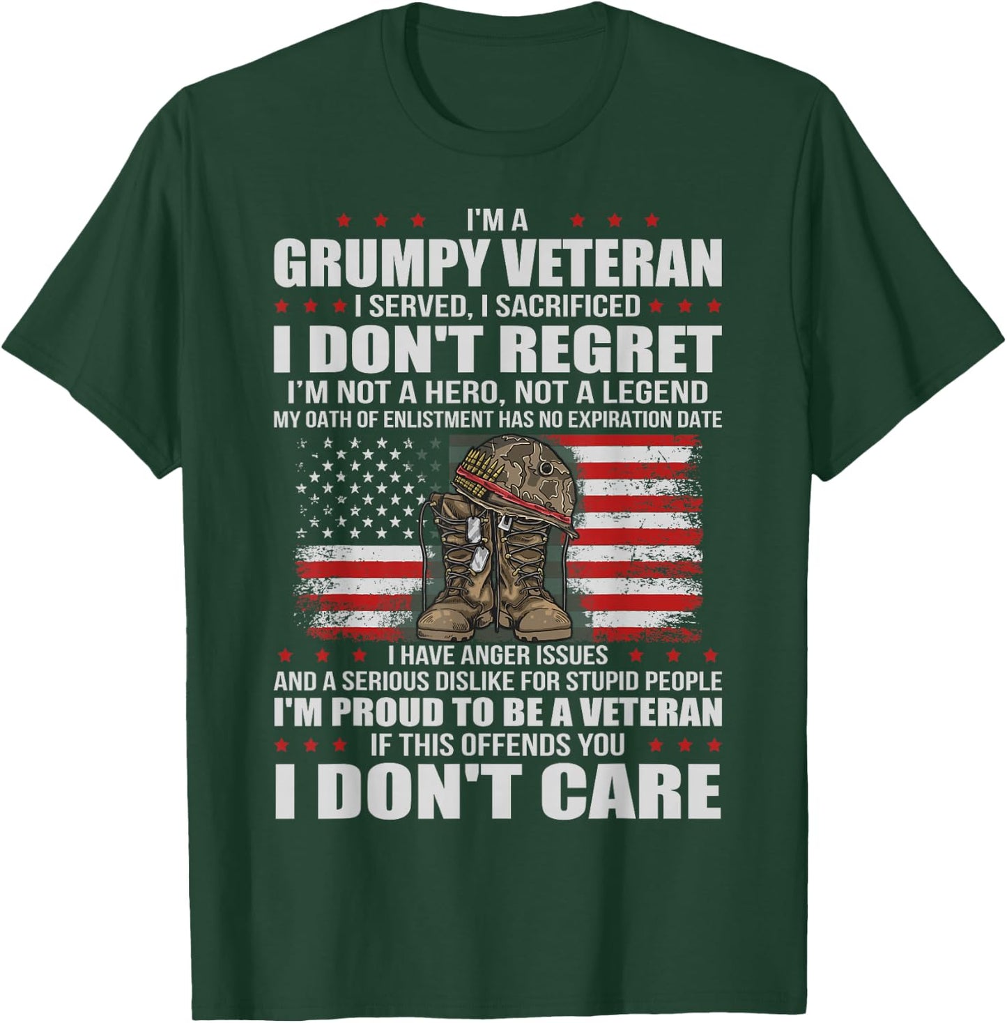 I'm A Grumpy Veteran Grandpa Patriotic Retired US Military T-Shirt - T-Shirt | Forest