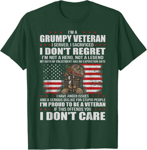 I'm A Grumpy Veteran Grandpa Patriotic Retired US Military T-Shirt - T-Shirt | Forest