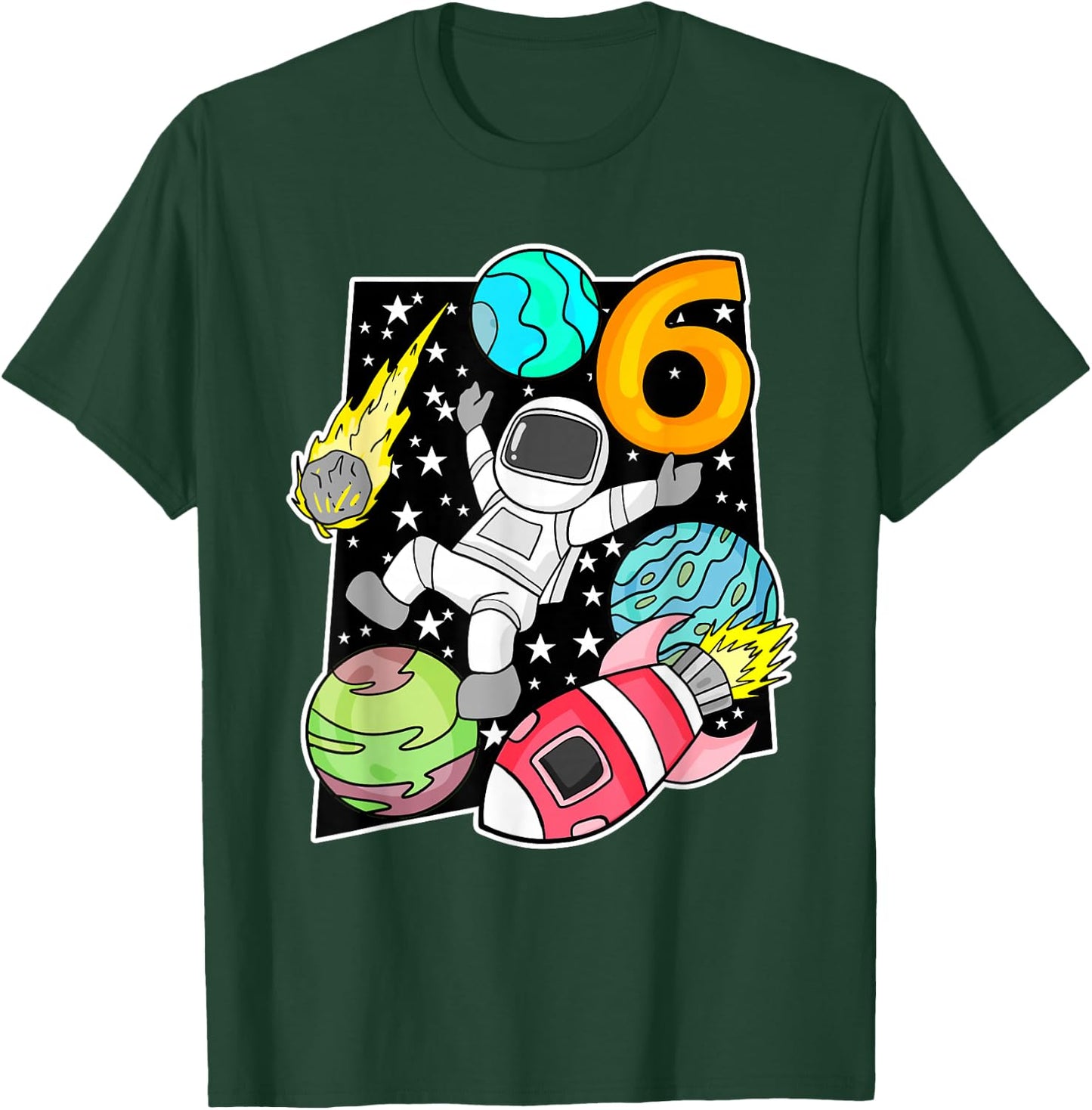 Kinder Ich bin Schon 6 Birthday Rocket Boys Astronaut T-Shirt - T-Shirt | Forest