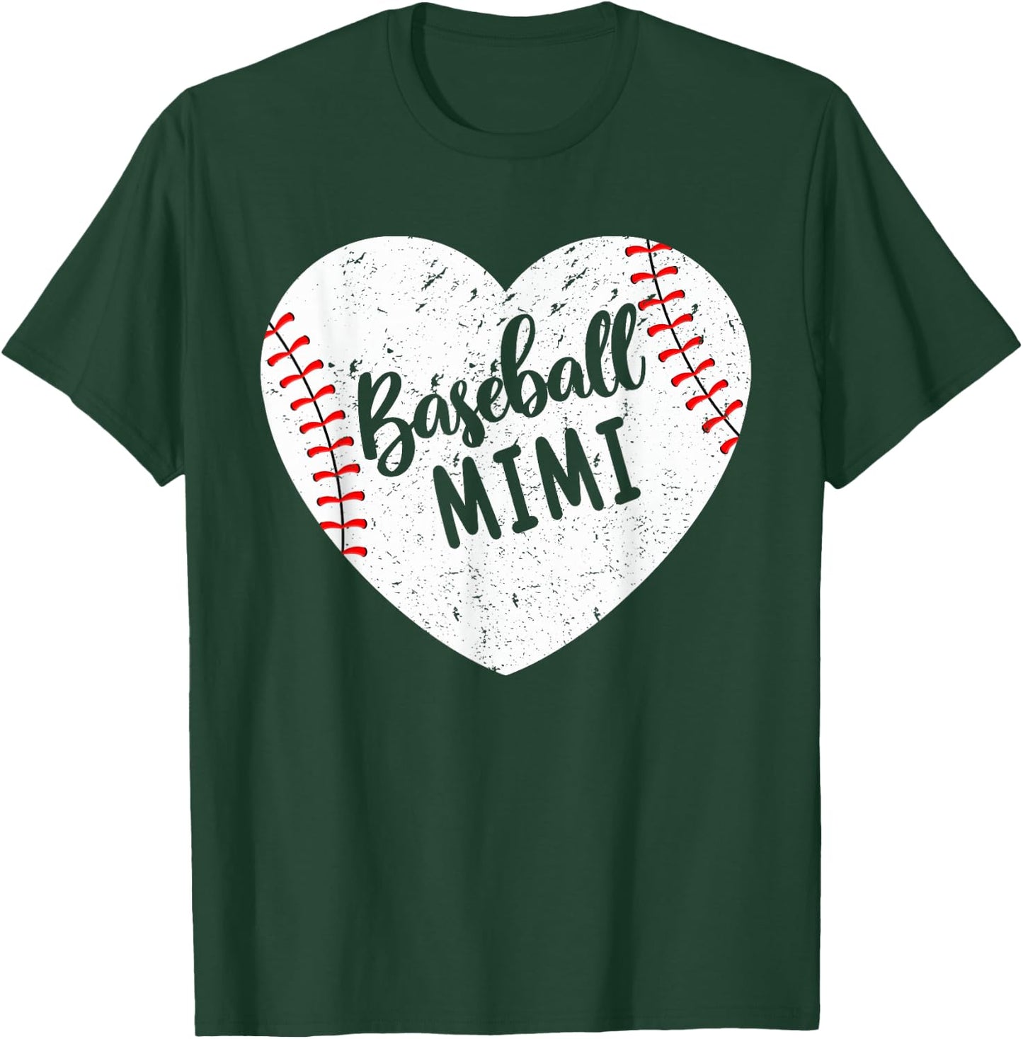Baseball Mimi Retro Heart Baseball Grandma Mother's Day T-Shirt - T-Shirt | Forest