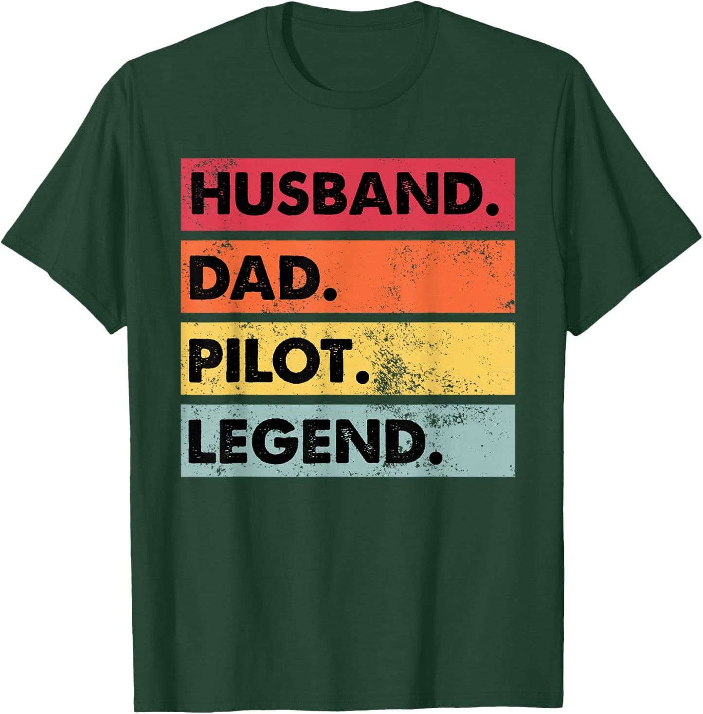 Husband Dad Pilot Legend Airplane Aviation Dad Father T-Shirt - T-Shirt | Forest