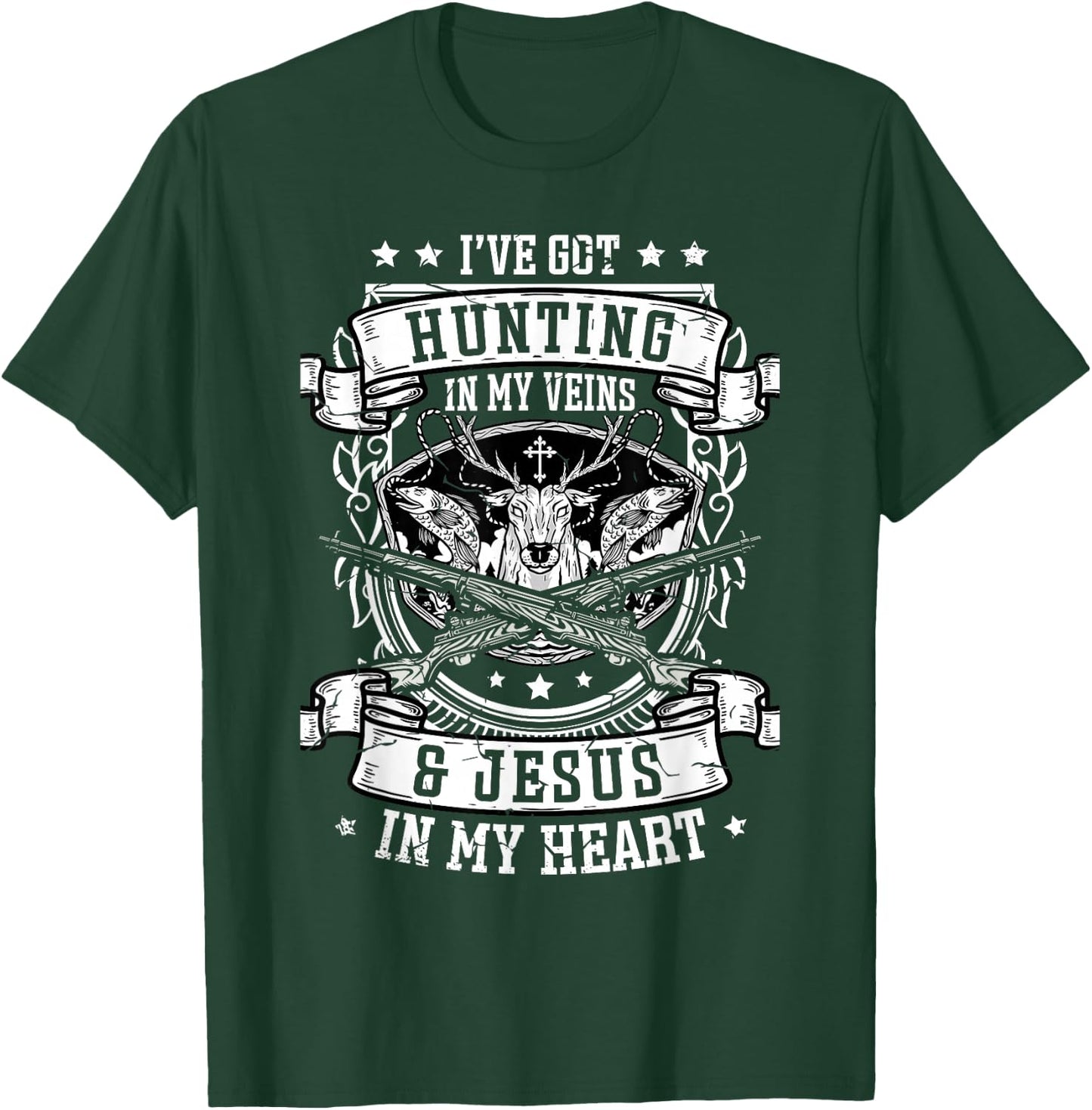 I've Got Hunting In My Veins And Jesus for a Hunter deer T-Shirt - T-Shirt | Forest