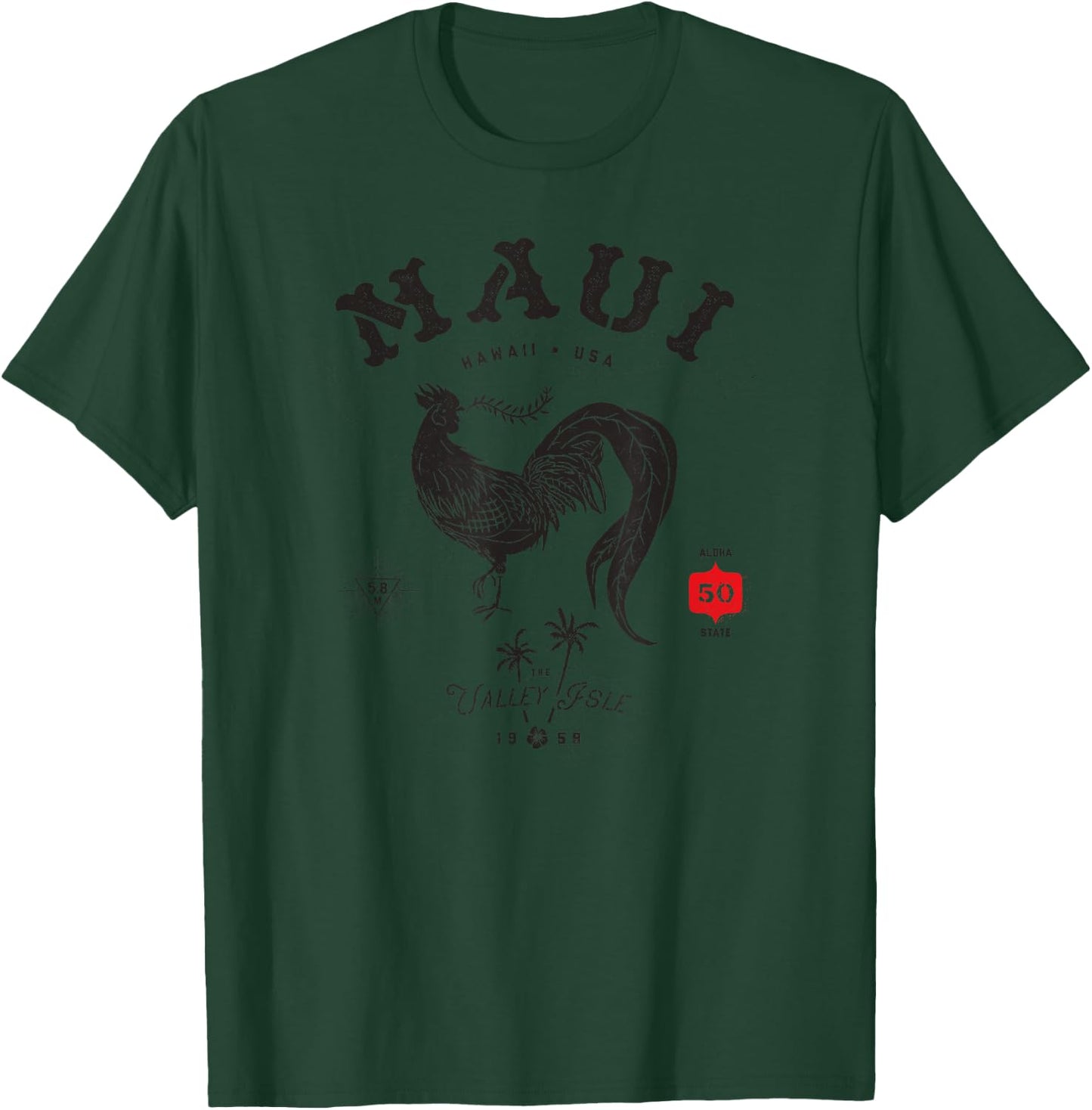 Vintage Maui Valley Isle Aloha State with Chicken T-Shirt - T-Shirt | Forest
