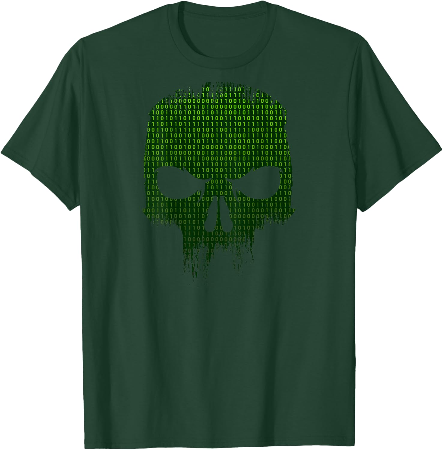 On Back Binary Code Skull Programmer Developer Tech Geek T-Shirt - T-Shirt | Forest