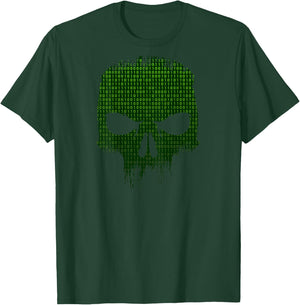 On Back Binary Code Skull Programmer Developer Tech Geek T-Shirt - T-Shirt | Forest
