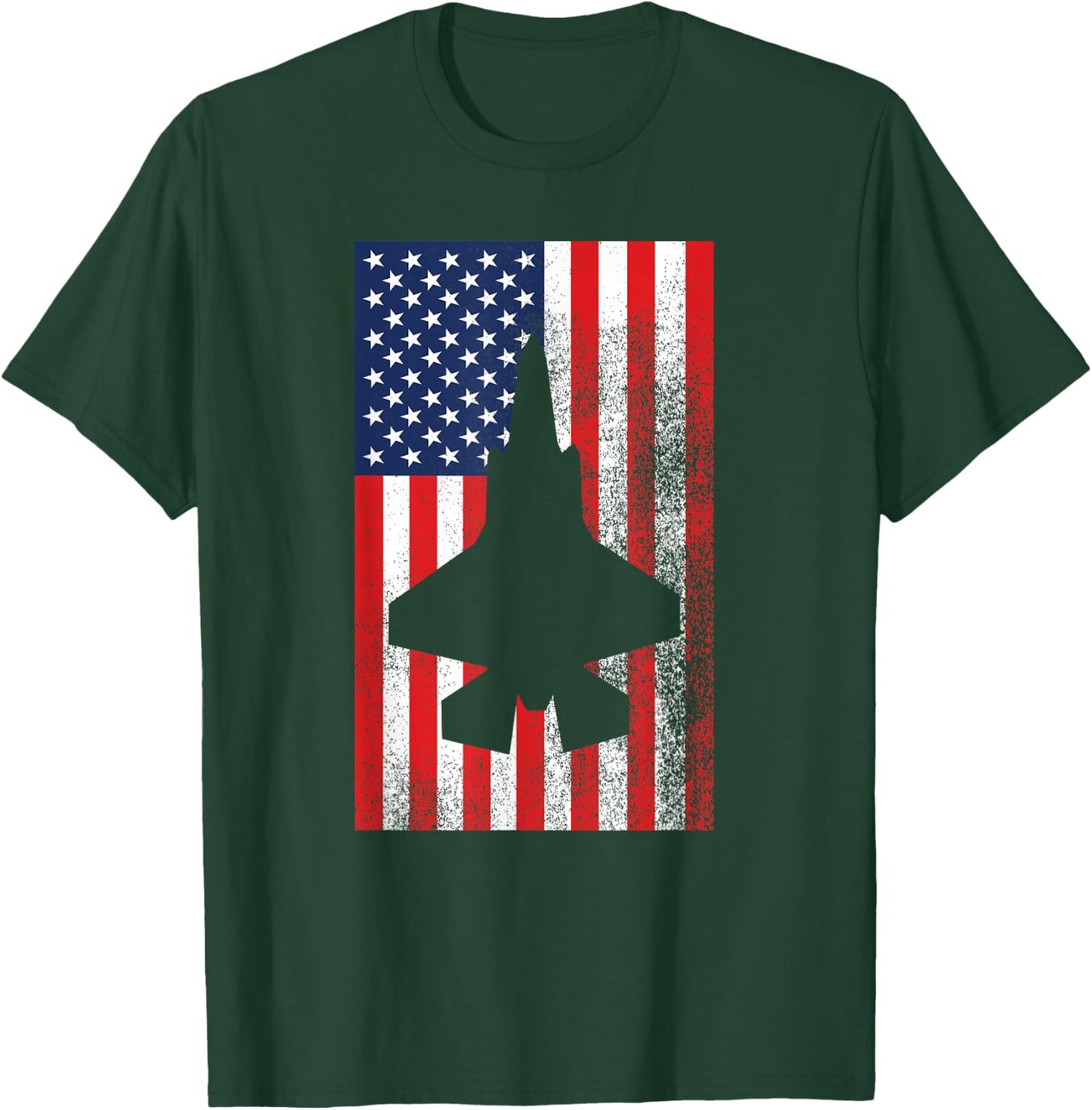 American Flag Patriotic F35 Fighter Jet Red White Blue Pilot T-Shirt - T-Shirt | Forest