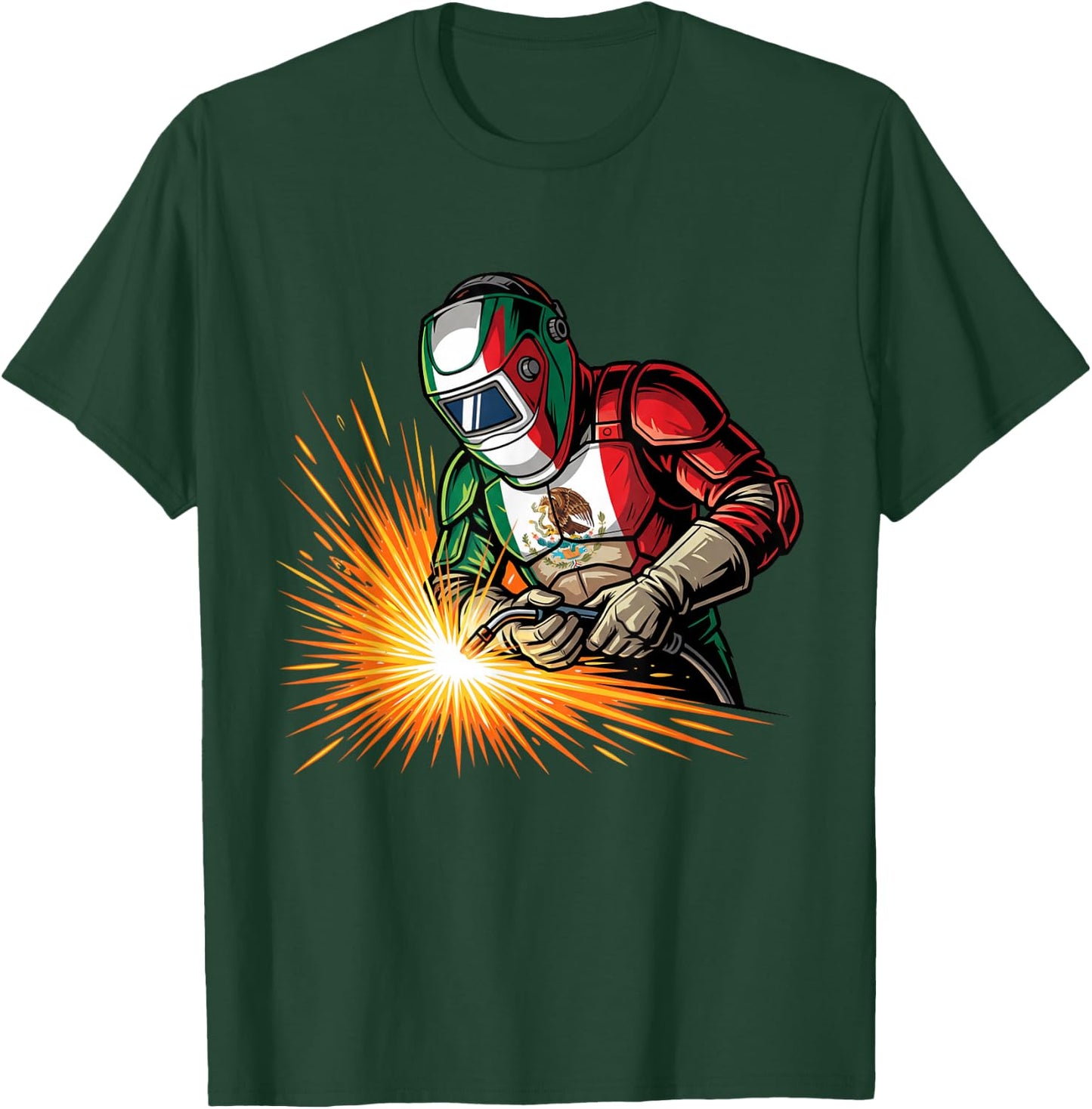 Mexican Welder and Mexico Flag T-Shirt - T-Shirt | Forest