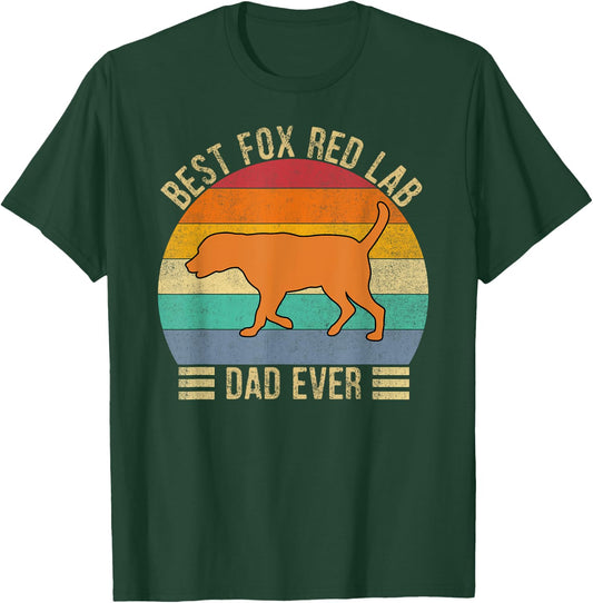 Best Fox Red Lab Dad Ever Labrador Retriever Vintage Retro T-Shirt - T-Shirt | Forest