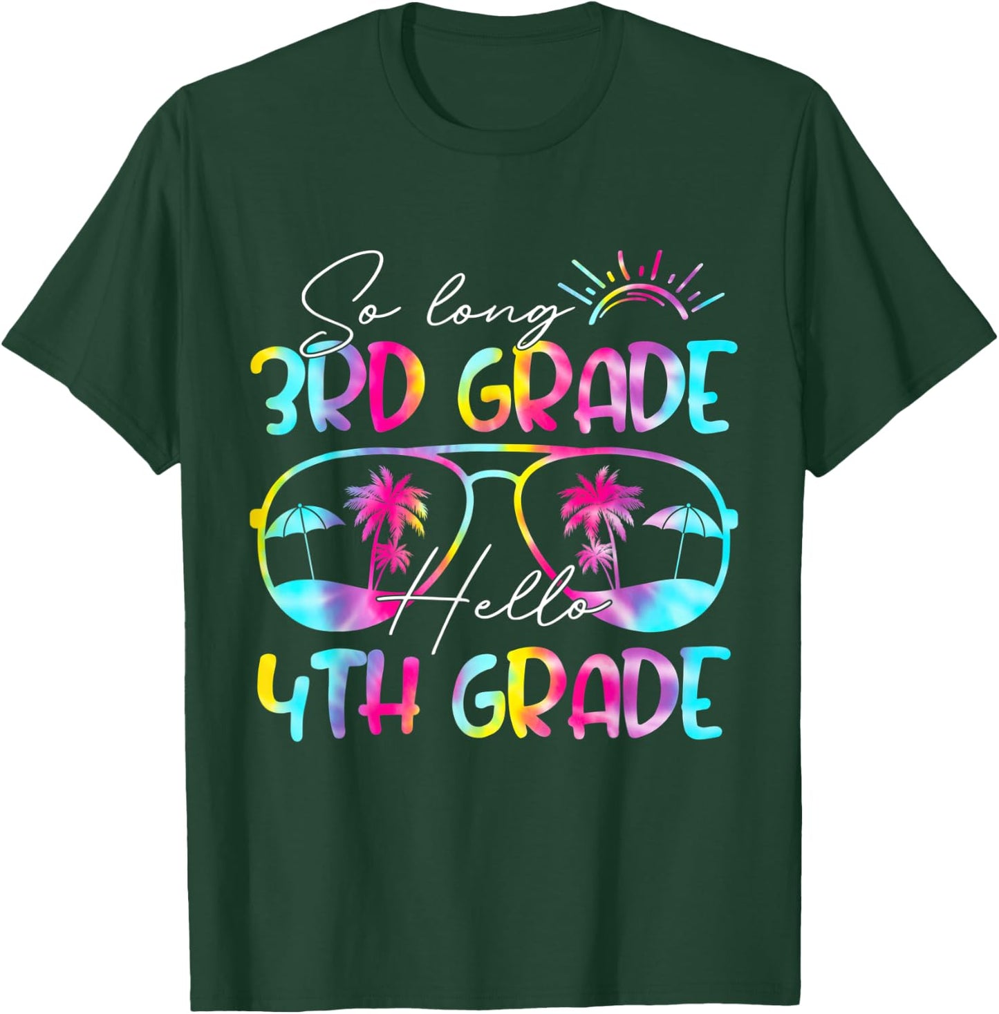 Tie Dye So Long 3rd Grade Hello 4th Grade Teacher Kids T-Shirt - T-Shirt | Forest