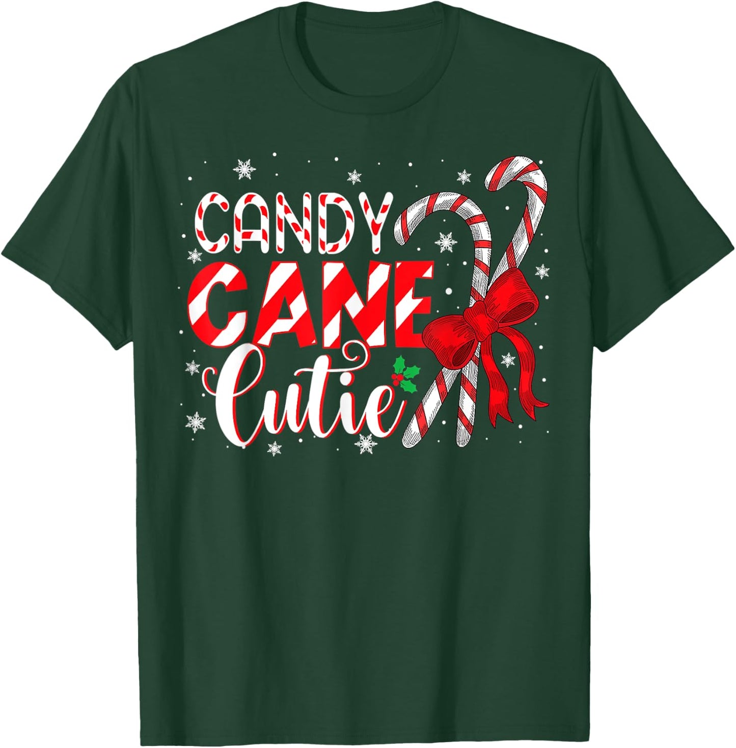 Funny Christmas Candy Cane Cutie Girls Xmas Pajama T-Shirt - T-Shirt | Forest