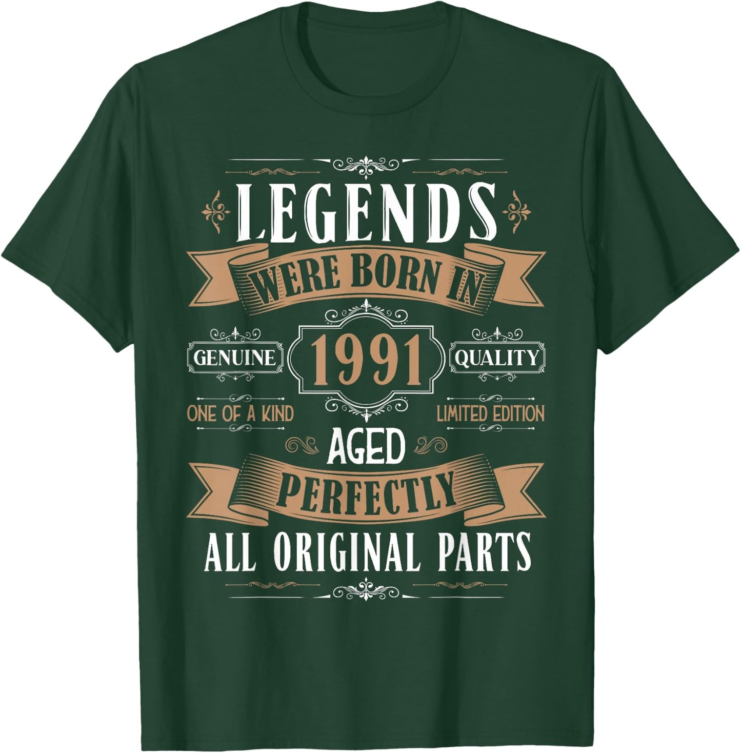 Legends Born in 1991 34th Birthday 34 Years Old Bday Men T-Shirt - T-Shirt | Forest