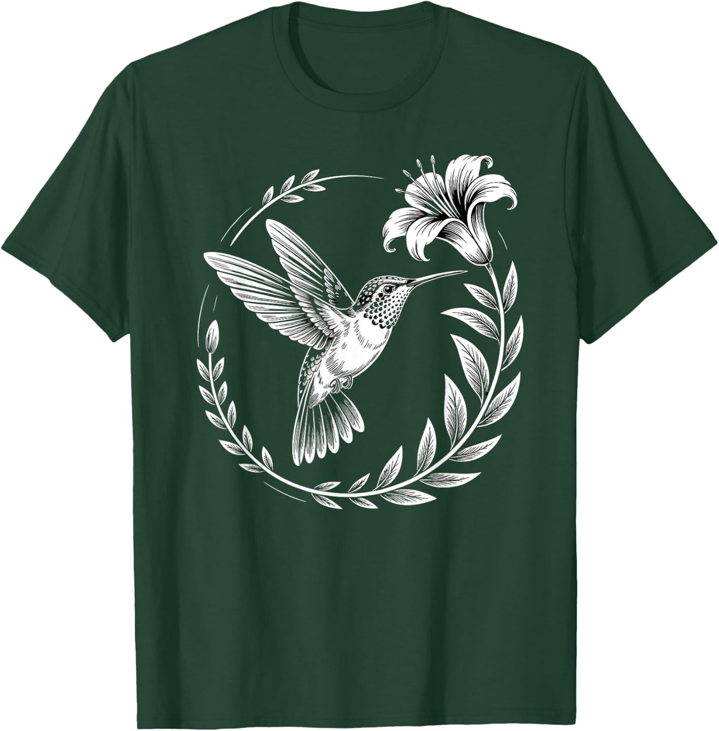 Hummingbird Flowers Art Birds Lovers Women Kids T-Shirt - T-Shirt | Forest