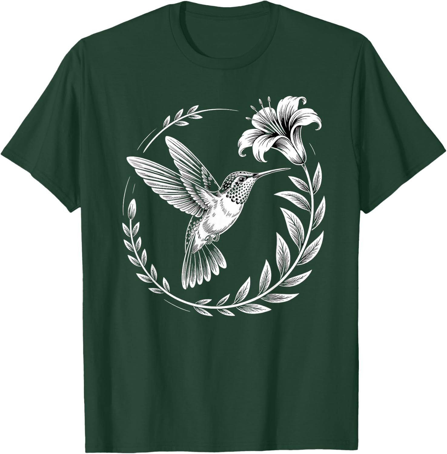 Hummingbird Flowers Art Birds Lovers Women Kids T-Shirt - T-Shirt | Forest